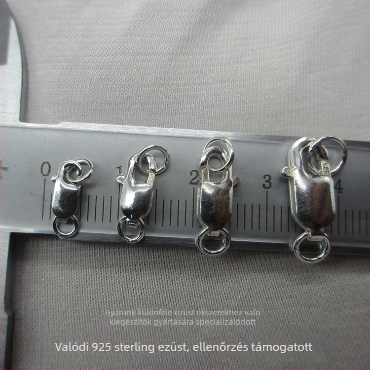 S925 sterling ezüst gyöngy ékszerzár nyaklánc és karkötő számára: Lobster clasp, négyzet alakú zár, összekötő csatlakozó