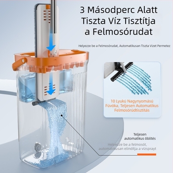 OEM személyre szabott lapos mop vödörrel – érintésmentes tisztítás, kettős mop-rendszer, ultra-finom rostok
