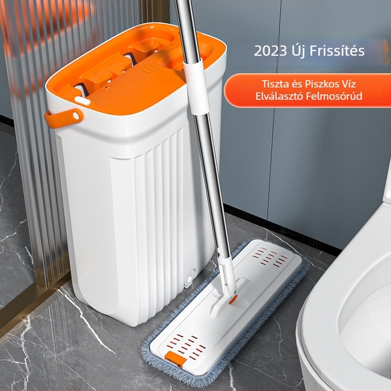 OEM személyre szabott lapos mop vödörrel – érintésmentes tisztítás, kettős mop-rendszer, ultra-finom rostok