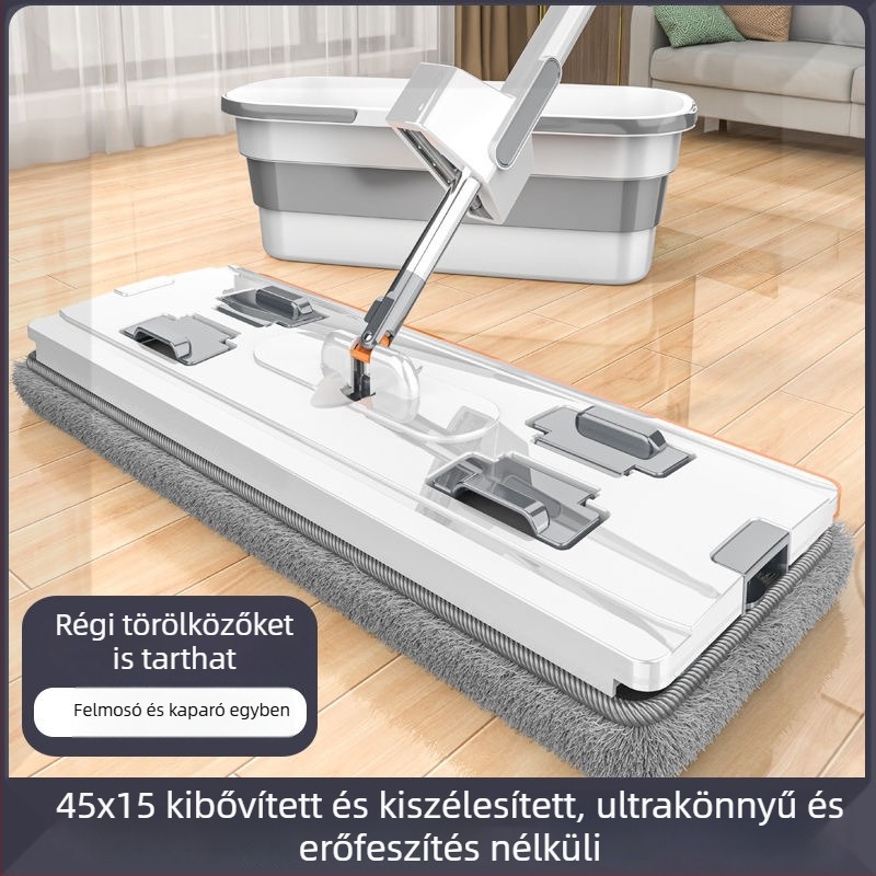 Otthoni nedves–száraz szétválasztású mop, vastagított Rainbow Mop, kényelmes egyhúzásos padlótisztító eszköz, kézi mosás nélkül