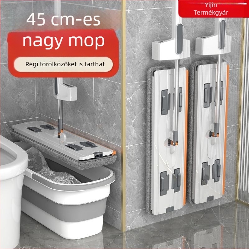 Otthoni nedves–száraz szétválasztású mop, vastagított Rainbow Mop, kényelmes egyhúzásos padlótisztító eszköz, kézi mosás nélkül