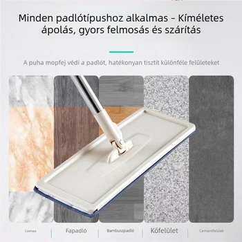 Lapos mop vödör szettel, száraz–nedves elválasztással, otthoni használatra