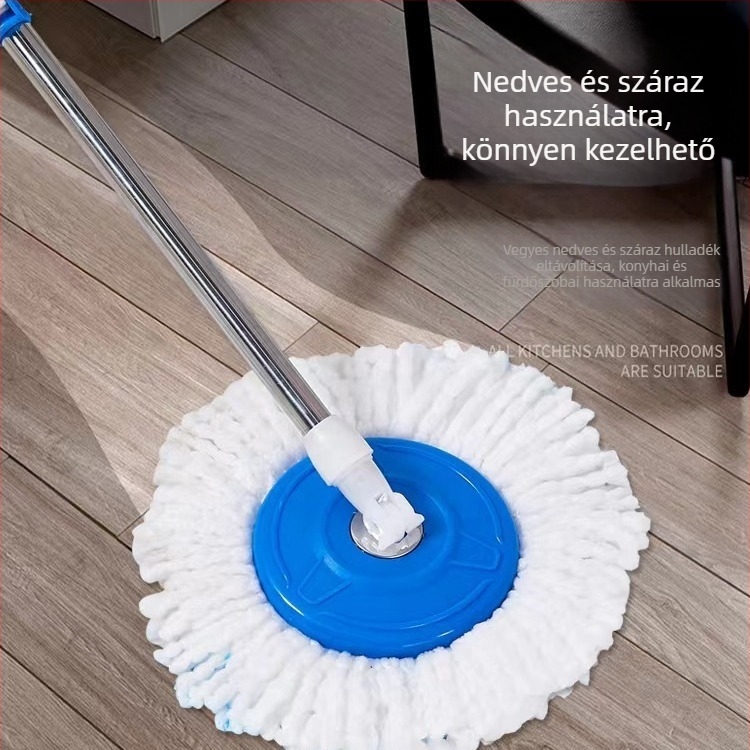 Személyre szabott kettős hajtású forgó felmosó háztartási használatra, kéz nélküli kicsavarás, száraz és nedves tisztítás