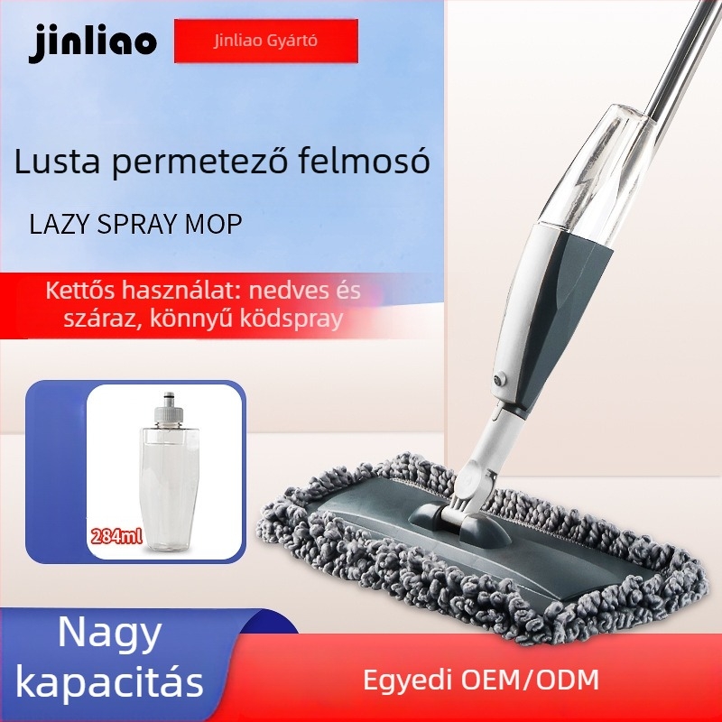 Otthoni tisztításhoz funkcionális permetmop, lapos mop összecsukható acél nyéllel, friss zöld modell