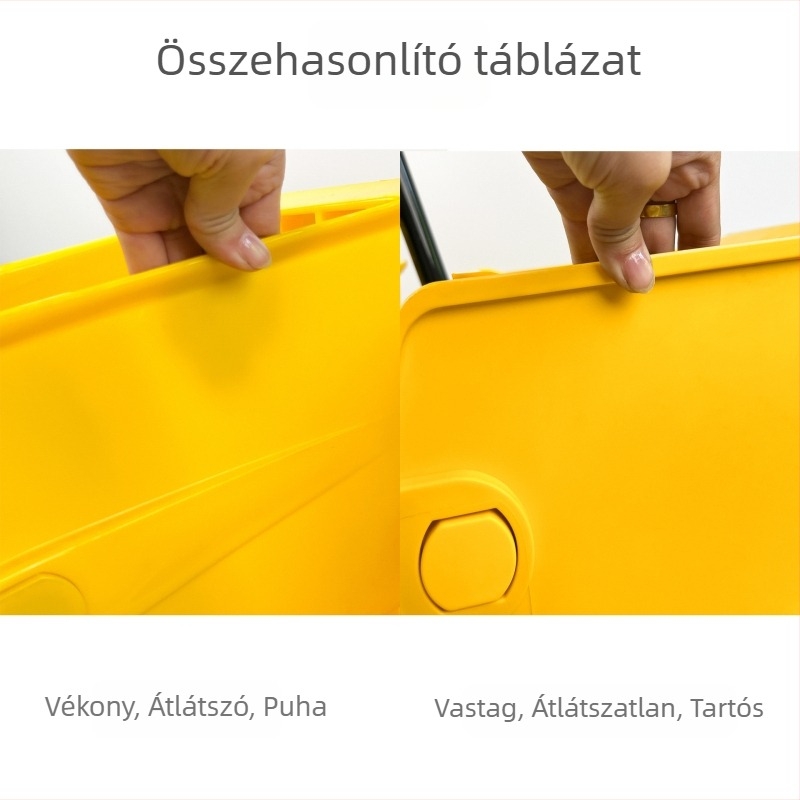 Mop kocsi nagy kapacitású préselő vödörrel, műanyag és rozsdamentes acél, mop tároló, hordozható tisztító kocsi