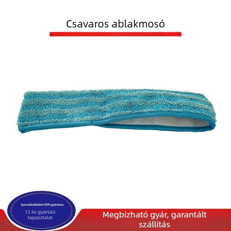 Testreszabható mikroszálas csavart mopfej ablaktisztításhoz Velcro kendővel, vastított kivitel, kiváló nedvszívó képesség
