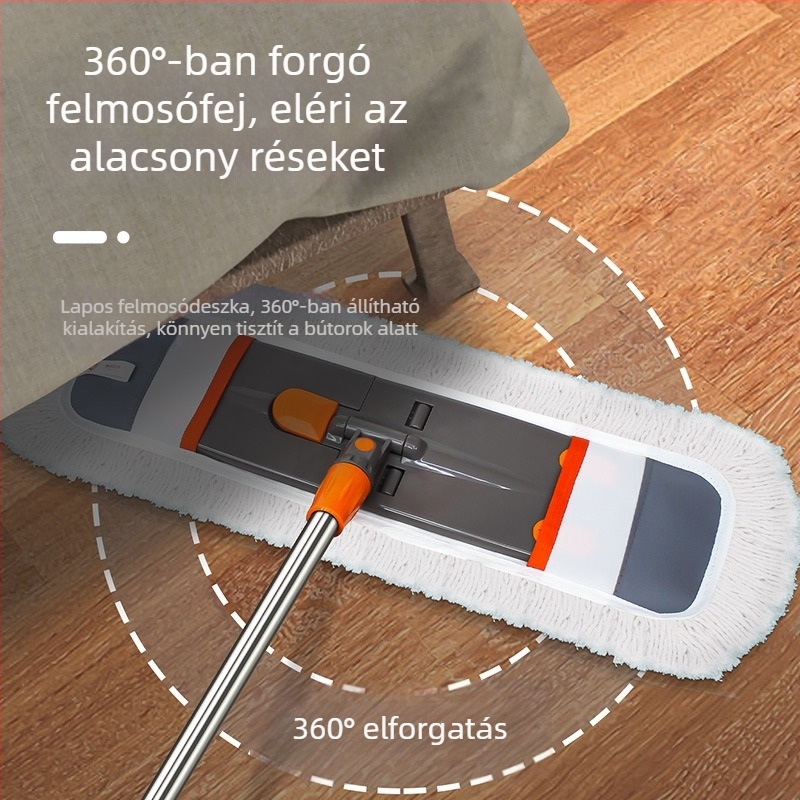 65 cm-es nagy, lapos mop kerámia- és fa padlókhoz, pamutszálas fej, forgó fej, nedves és száraz tisztítás