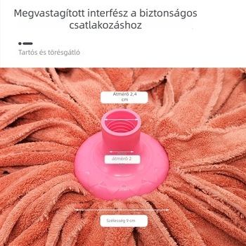 Fából készült mop, körkörös fejjel, pamutfonallal, nedvszívó