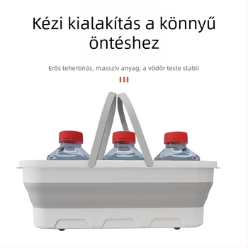 Személyre szabott, összehajtható, hordozható felmosókád otthoni használatra, téglalap alakú műanyag felmosókád fogantyúval