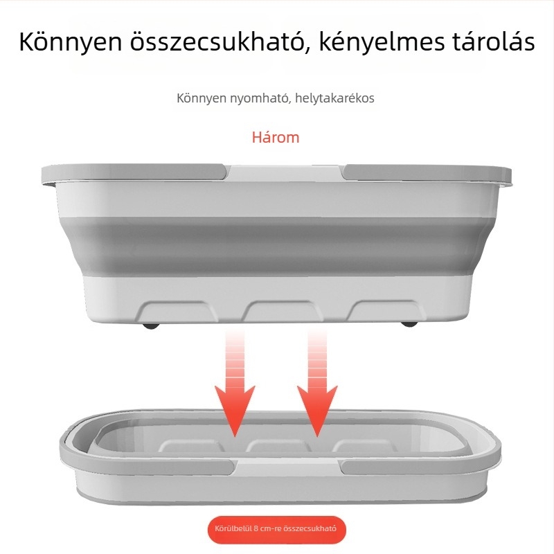 Személyre szabott, összehajtható, hordozható felmosókád otthoni használatra, téglalap alakú műanyag felmosókád fogantyúval