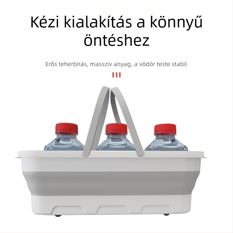 Személyre szabott, összehajtható, hordozható felmosókád otthoni használatra, téglalap alakú műanyag felmosókád fogantyúval
