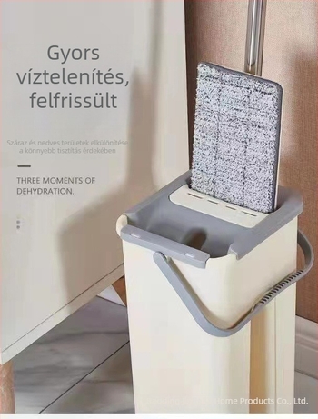 Érintésmentes lapos mop száraz- és nedves használatra vödörrel