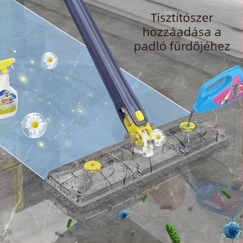 Otthonra tervezett lapos felmosó automatikus kicsavaró mechanizmussal, kézi mosás nélkül, nedves és száraz tisztításhoz