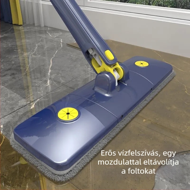 Otthonra tervezett lapos felmosó automatikus kicsavaró mechanizmussal, kézi mosás nélkül, nedves és száraz tisztításhoz