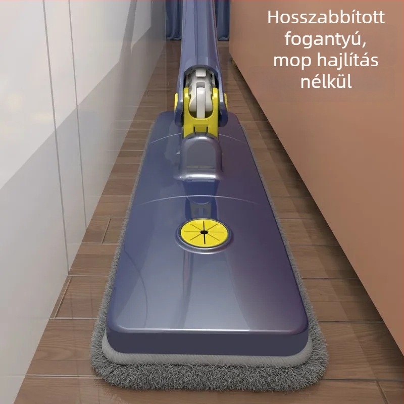 Otthonra tervezett lapos felmosó automatikus kicsavaró mechanizmussal, kézi mosás nélkül, nedves és száraz tisztításhoz