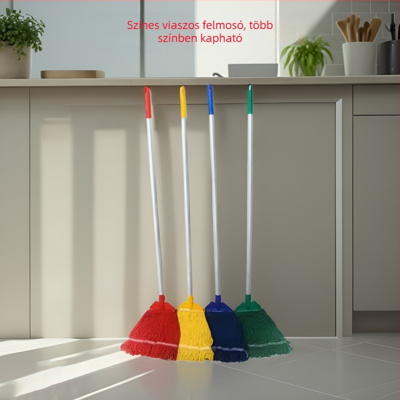 Kórházi használatra készült mop négy színű elválasztó fejjel és pamutszálakkal — nedvszívó padló-mop otthonra és éttermekbe