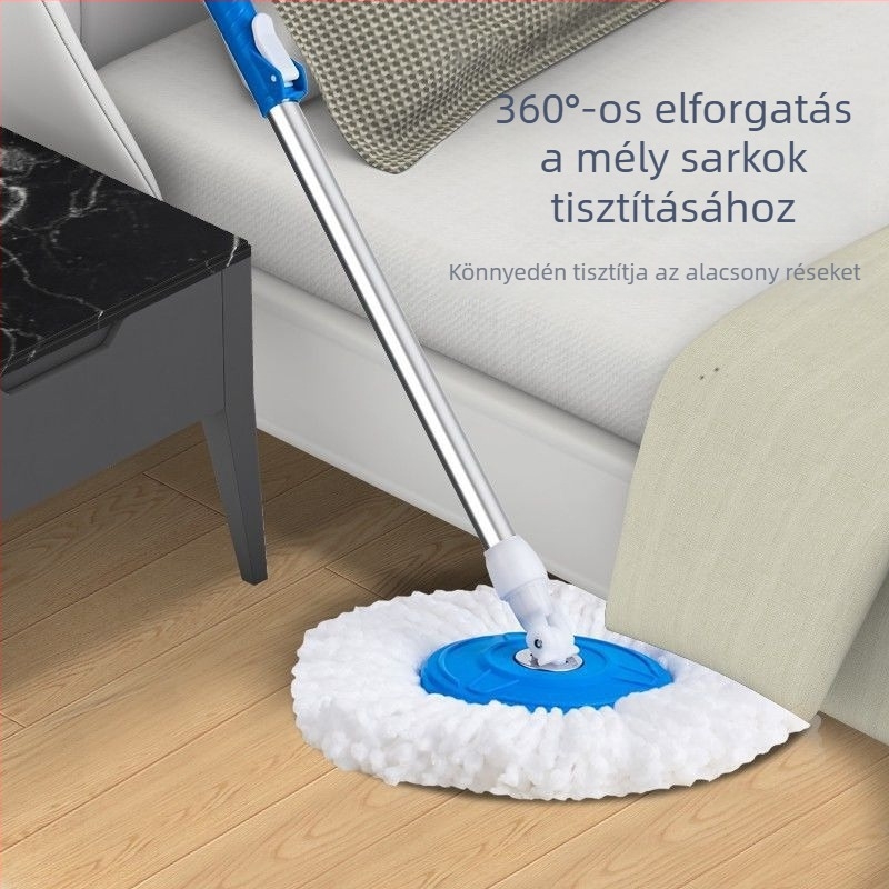 Két meghajtású mop vödör háztartási használatra, érintésmentes nedves- és száraz felmosáshoz forgó felmosóval