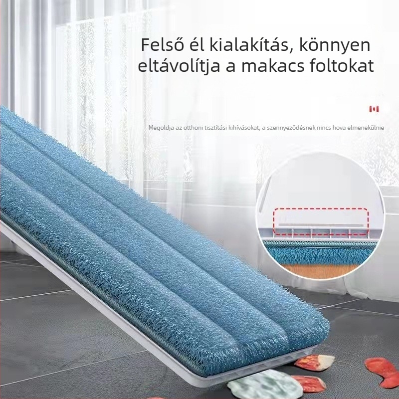 Fehér sík mop 50×12 cm, mikroszálas párnával, érintésmentes kinyomás, rozsdamentes acél nyél, teleszkópos 150 cm-ig