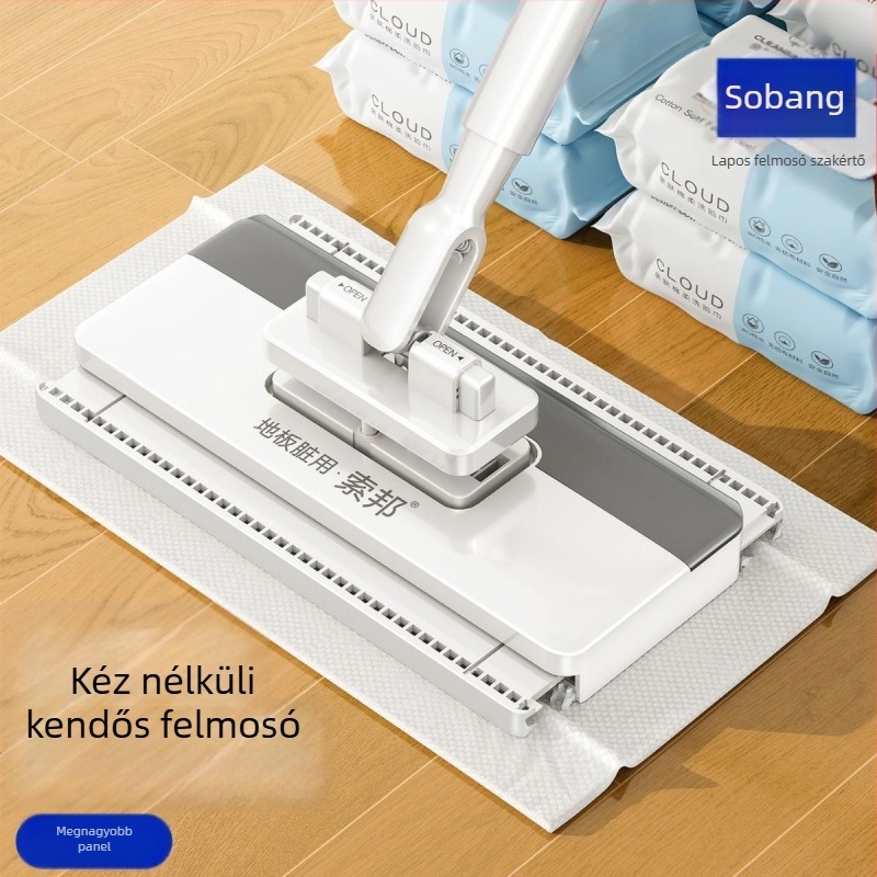 Otthoni teleszkópos sík mop automata kendőfogóval, mikroszálas fej, rozsdamentes acél rúddal