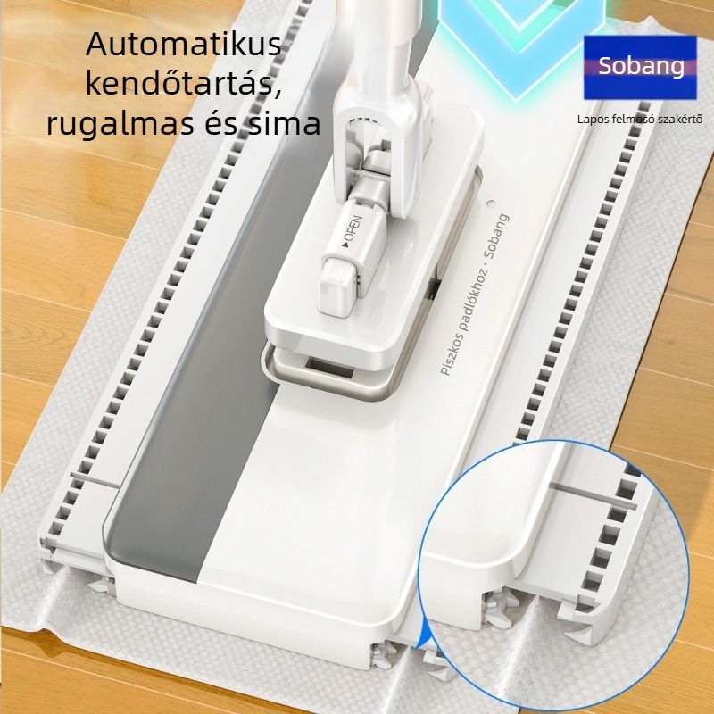 Otthoni teleszkópos sík mop automata kendőfogóval, mikroszálas fej, rozsdamentes acél rúddal