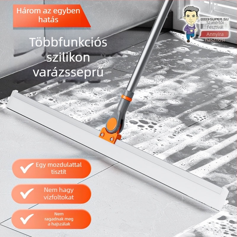 Személyre szabott varázsseprű szilikon padlókaparóval háztartási tisztításhoz