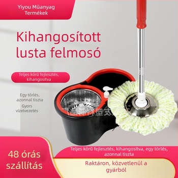 Személyre szabott nyolcas alakú vödörrel forgó mop, kettős hajtás, fekete, érintés nélküli kinyomás