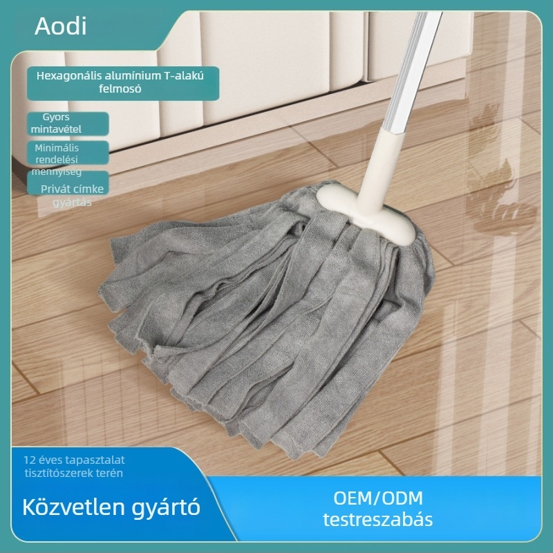 Mikroszálas padlómop alumínium rúddal, középső fejjel, klasszikus kialakítás otthoni használatra, nagyon nedvszívó.