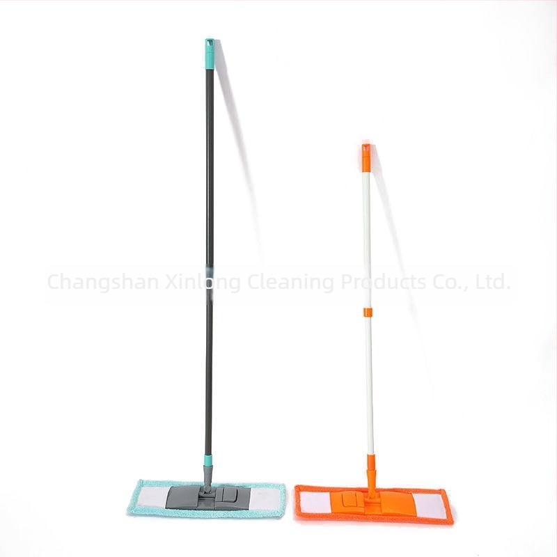 Narancssárga korálgyapjú lapos mop teleszkópos nyelettel, 125 cm, fej 32×12 cm, pamutfonal, alumínium rúddal, univerzálisan használható fa- és csempepadlón, kereskedelmi használatra