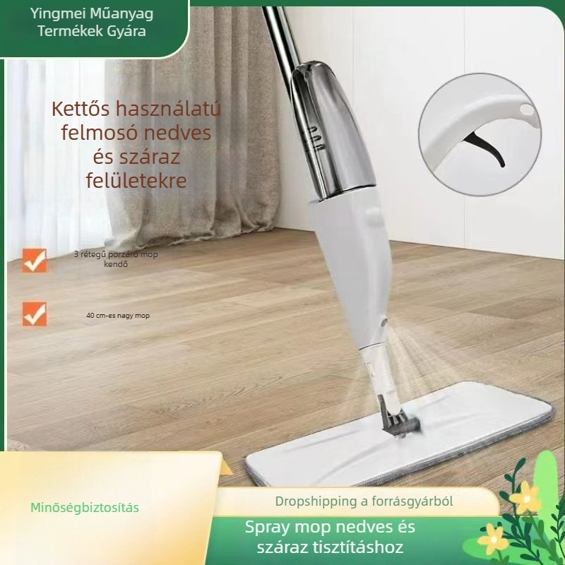 Vízpermetezős mop a konyha padlókhoz – nedvszívó, kéz nélküli tisztítás, két az egyben száraz és nedves használat, sík felületű mikroszálas mop