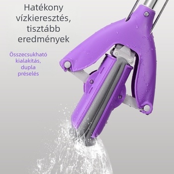 Gyárilag testre szabott összecsukható szivacsos felmosó háztartási használatra, érintésmentes kinyomás, száraz és nedves tisztítás kettős használatra