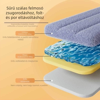 Titánium-kristály lapos mop, teleszkópos nyéllel, 145 cm, mikroszálas