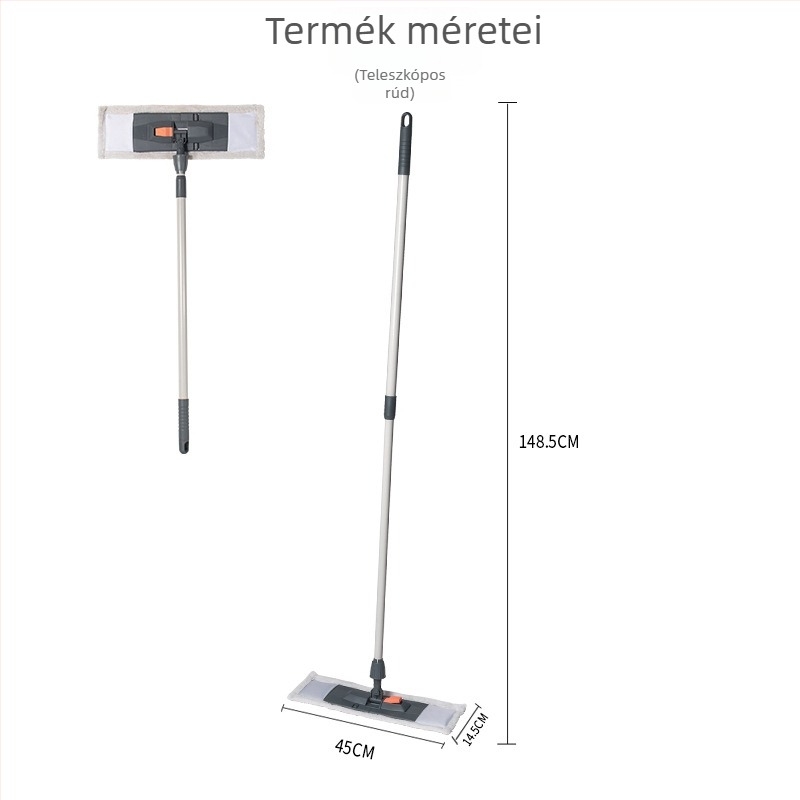 HOLAMOPA mikroszálas lapos mop nedves és száraz tisztításhoz, kézi mosás nélkül, szürke-narancs