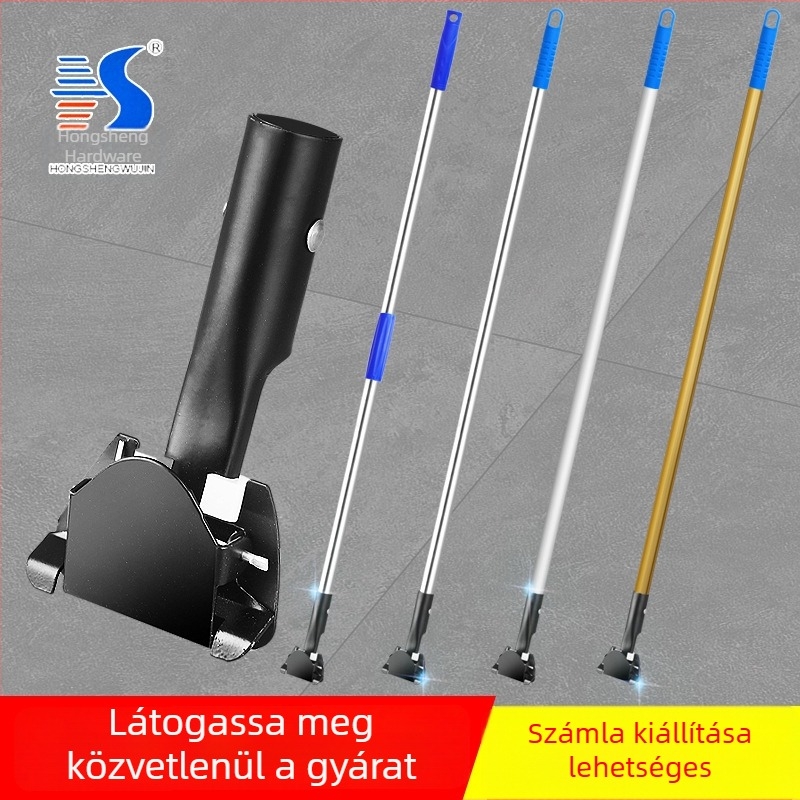 Portörlő mop rúd és klipsz rozsdamentes acélból, háromszög alakú önzáró fej, vastított vas klipsz, 201 rozsdamentes acél