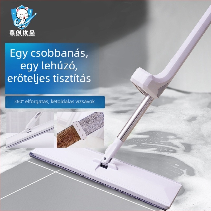 Testreszabható sík felmosó kézmosás nélküli kialítással, kétoldalas vízszedő él, száraz és nedves kettős használat, levehető és mosható