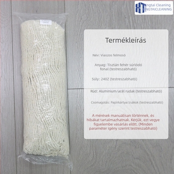 24 oz pamutfonalú wax mop, klippel és cserélhető textíliával — ipari mopfej