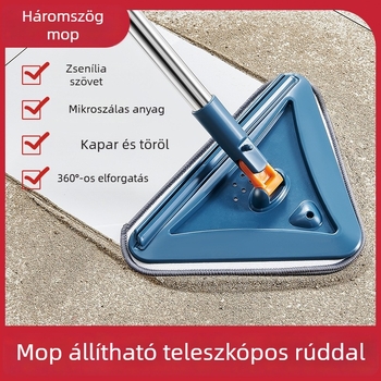 Nagy teleszkópos háromszögű felmosó 360°-os forgatással üvegfelületekhez, falakhoz és mennyezethez