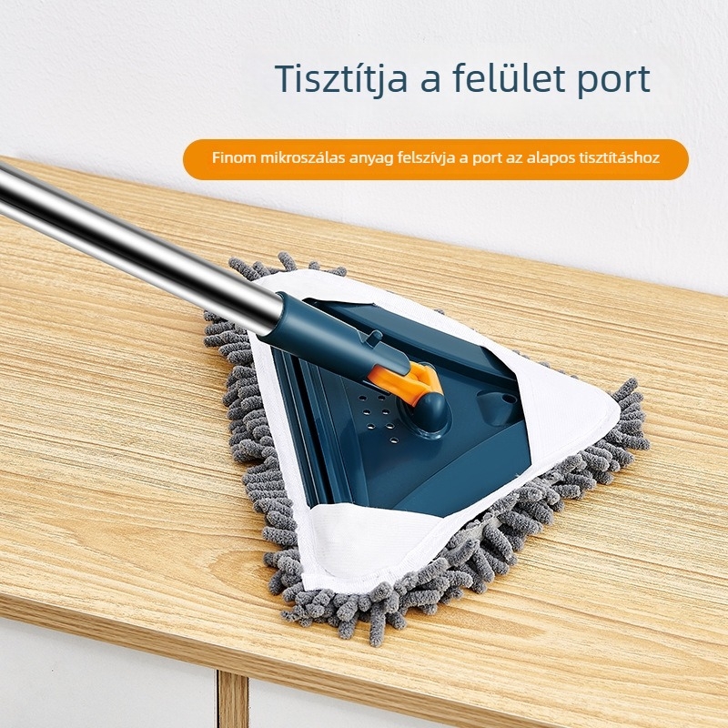 Nagy teleszkópos háromszögű felmosó 360°-os forgatással üvegfelületekhez, falakhoz és mennyezethez
