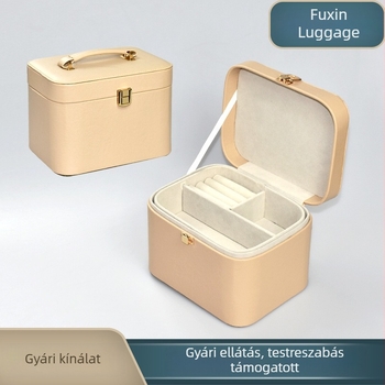 Személyre szabott bőr ékszerdoboz — hordozható gyűrű- és nyaklánc szervező rekeszekkel, méretei 18×14×13 cm, szín választható