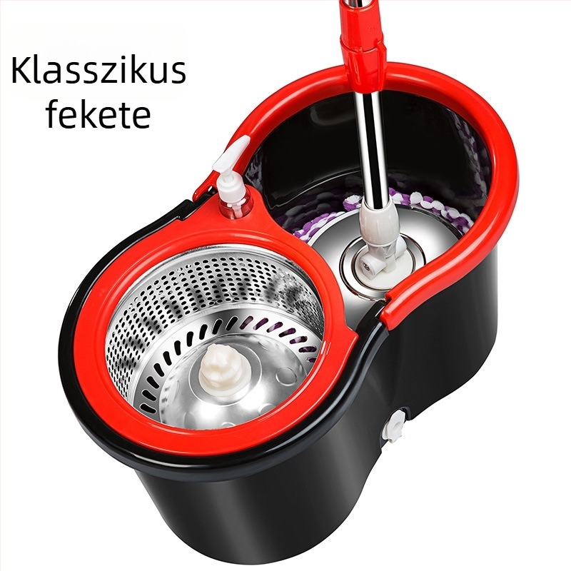 Kétirányú meghajtású forgó mop vödör készlet, kézi nyomású mopfej és érintésmentes öblítés