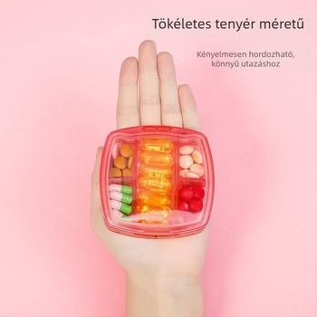 Zsebbarát tablettatartó rekeszekkel, mini műanyag gyógyszeres doboz egyhetes utazáshoz