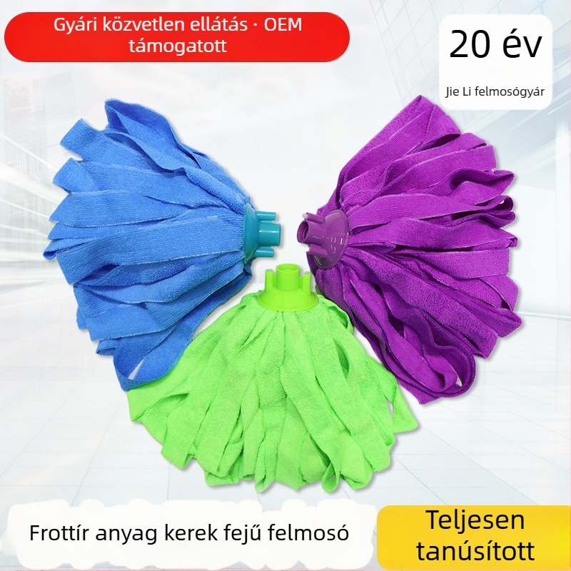 Menetes mop fej, műanyag kerek fej, mikroszálas mop fej, kompatibil egyenes rúdhoz