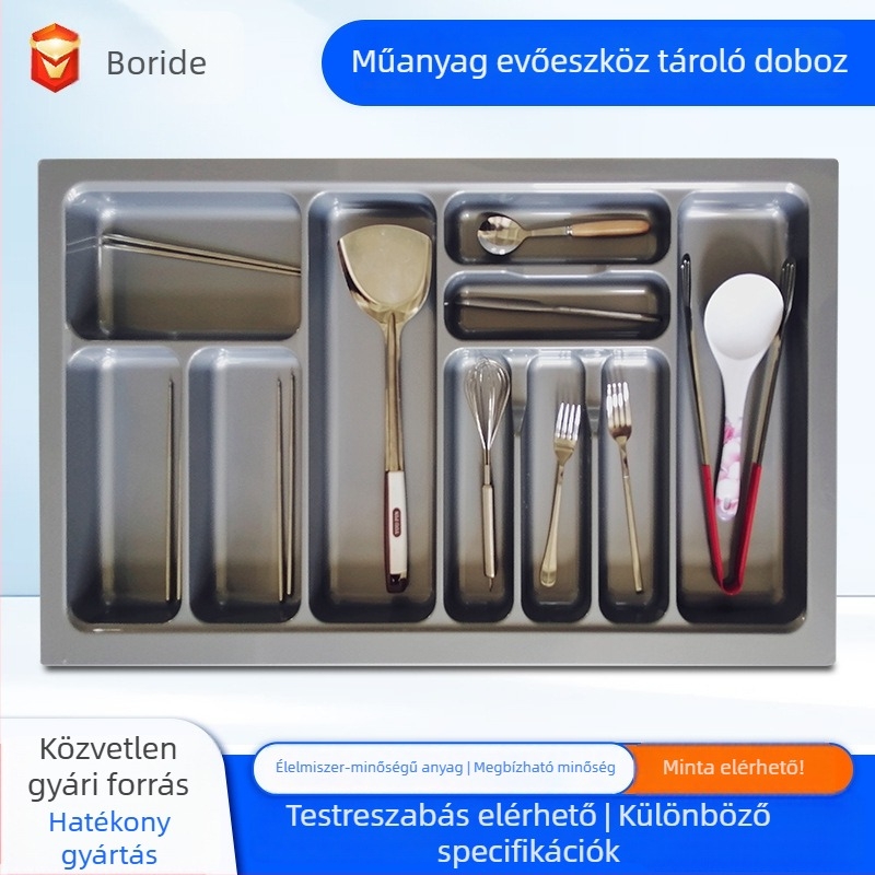 Fiókos evőeszköz rendező rekeszekkel, ABS műanyagból