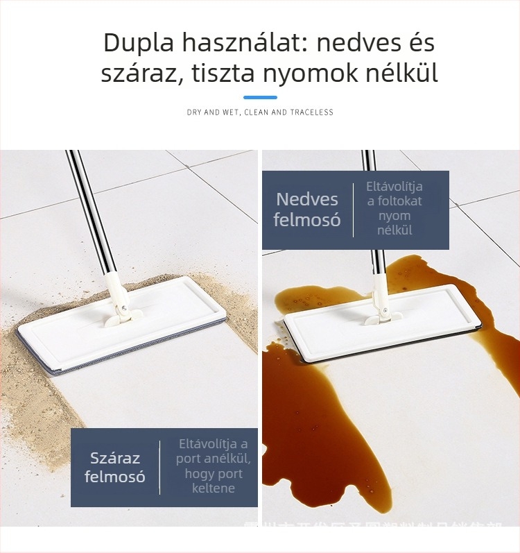 Lapos mop és vödör készlet – kétfunkciós, érintésmentes használat