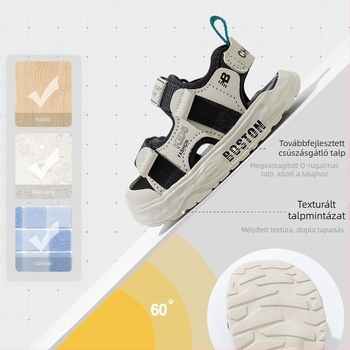 Fiúknak szánt nyári sportos szandálok 2026, zárt orral, csúszásmentes, strandcipők Velcro-zárással