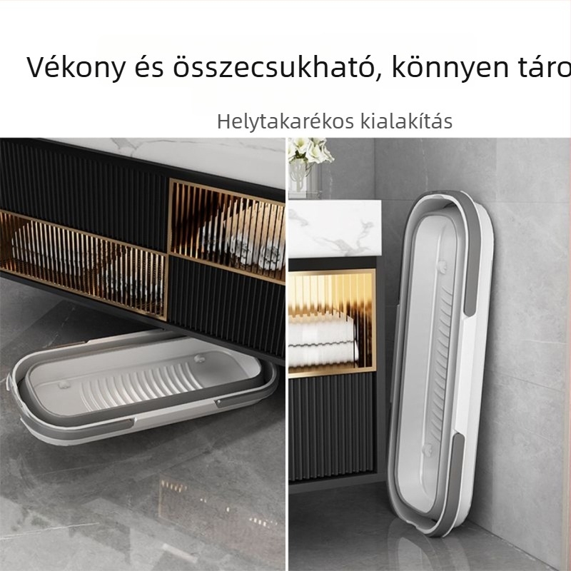 Négyszögletes összecsukható mop vödör, teleszkópos nyél, érintés nélküli kinyomás