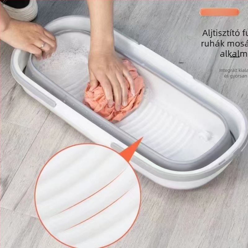 Négyszögletes összecsukható mop vödör, teleszkópos nyél, érintés nélküli kinyomás