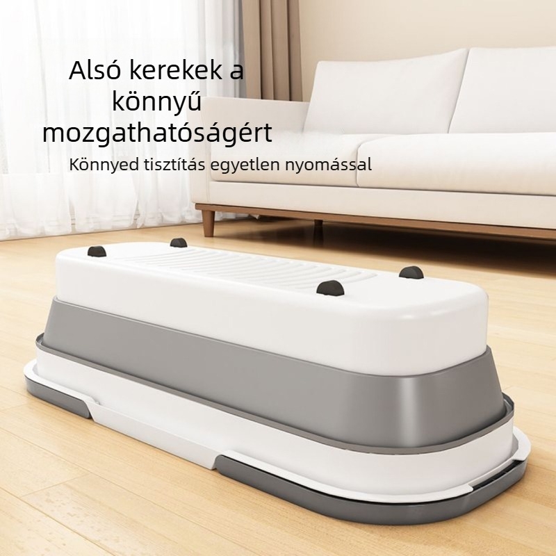 Négyszögletes összecsukható mop vödör, teleszkópos nyél, érintés nélküli kinyomás