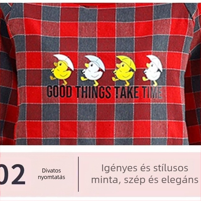 Koreai stílusú kötény ujjakkal, pamut- és lenanyagból, cipzáras zseb, szabad méret, csíkos vagy kockás mintázat.