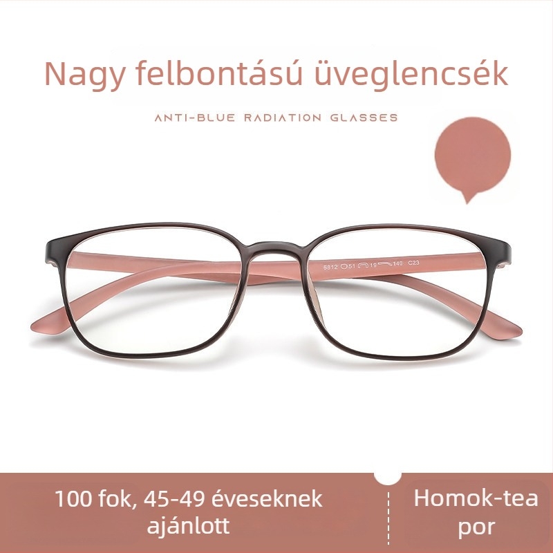6812 Magas felbontású olvasószemüveg idős nőknek, elegáns négyszögletes teljes kerettel