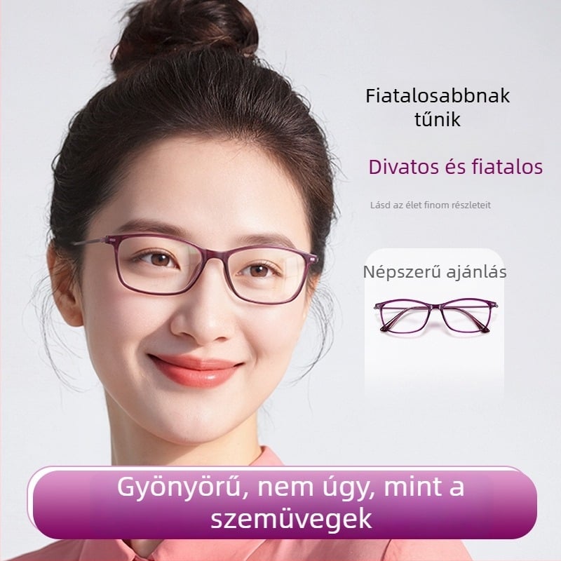 GS107 ultrakönnyű olvasószemüveg, anti-kék fény, magas felbontású, középkorú és idős nők számára, elegáns